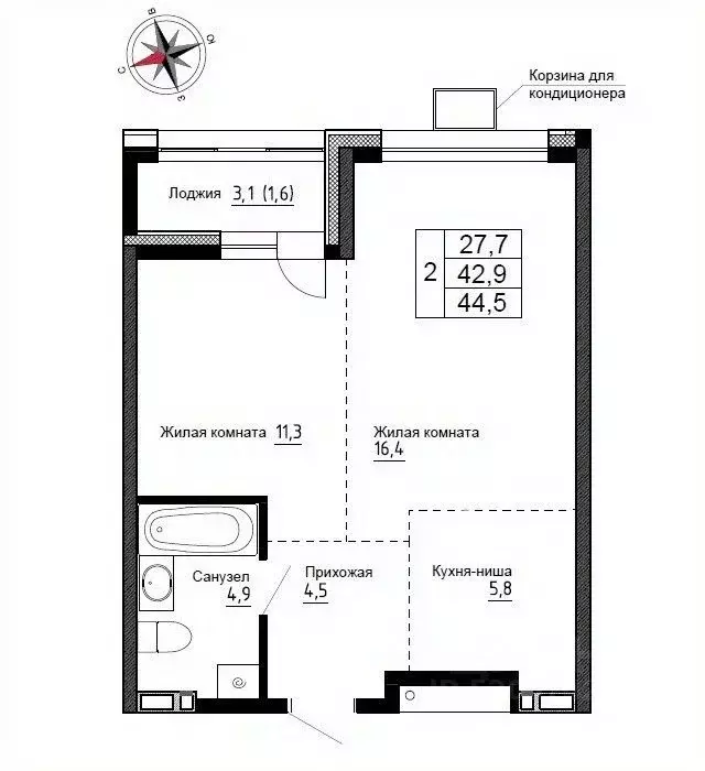 2-к кв. Приморский край, Надеждинский район, пос. Новый ул. Ленина, ... - Фото 1