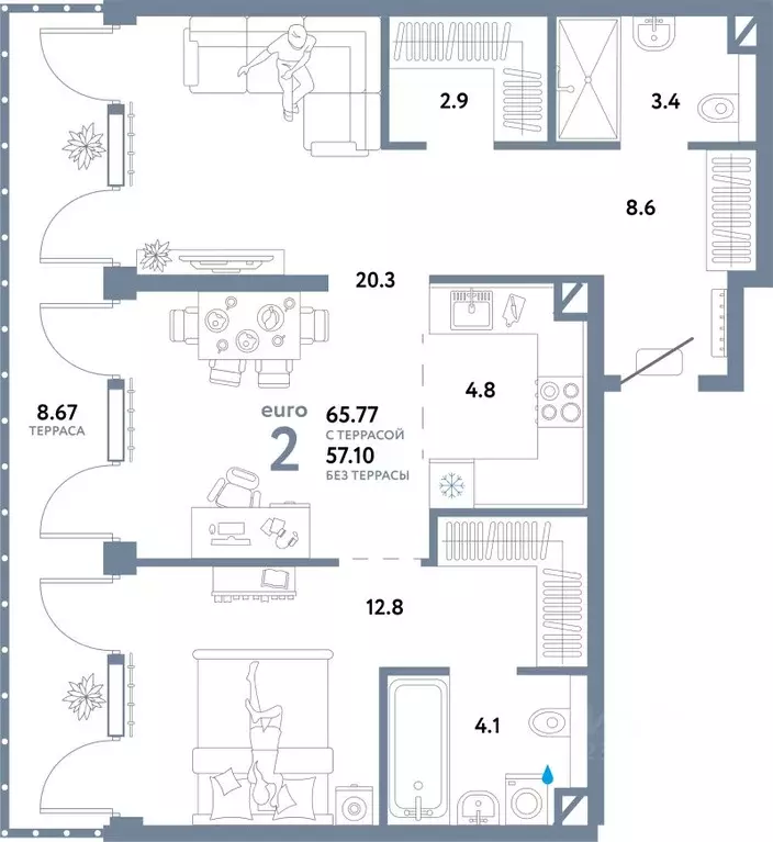 2-к кв. Москва Озерная ул., 42С7 (65.77 м) - Фото 1