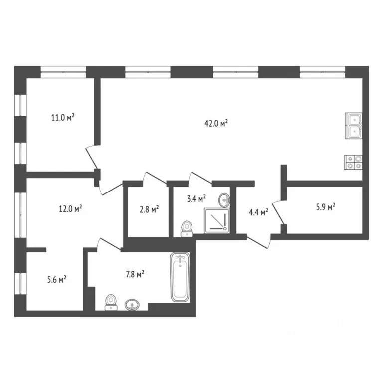 2-к кв. Тюменская область, Тюмень ул. Усиевича, 16 (94.2 м) - Фото 1