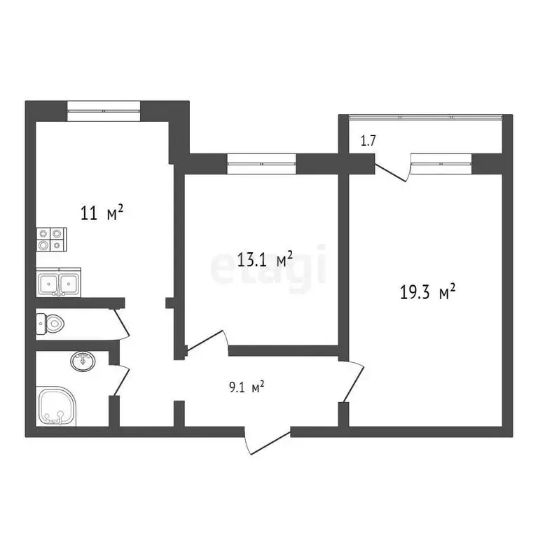 2-комнатная квартира: Тольятти, Калмыцкая улица, 34 (57.8 м) - Фото 0