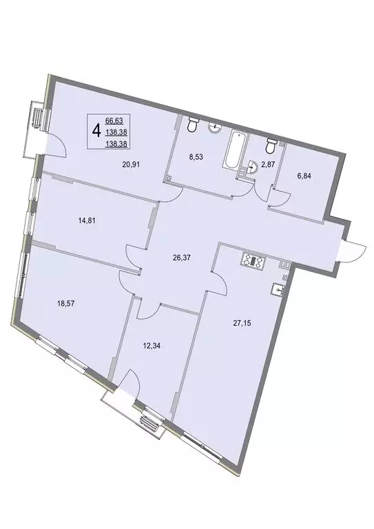 4-комнатная квартира: деревня Крюково, 6 (138.5 м) - Фото 0