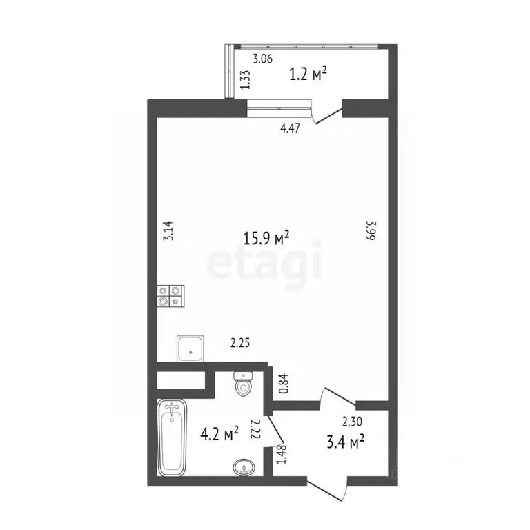 Студия Санкт-Петербург 2-й Предпортовый проезд, 6 (23.5 м) - Фото 1