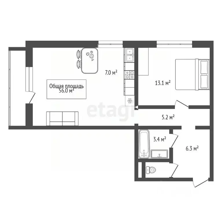 1-к кв. Новосибирская область, Новосибирск ул. Николая Сотникова, 11/1 ... - Фото 2
