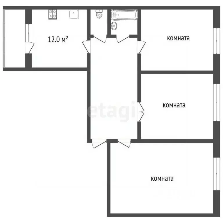 3-к кв. Тамбовская область, Тамбов ул. Куйбышева, 59 (80.4 м) - Фото 2