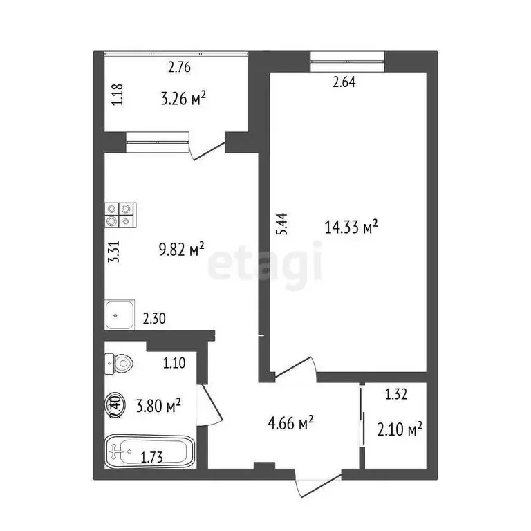 1-комнатная квартира: Тюмень, улица Ветеранов Труда, 9А (34.6 м) - Фото 0