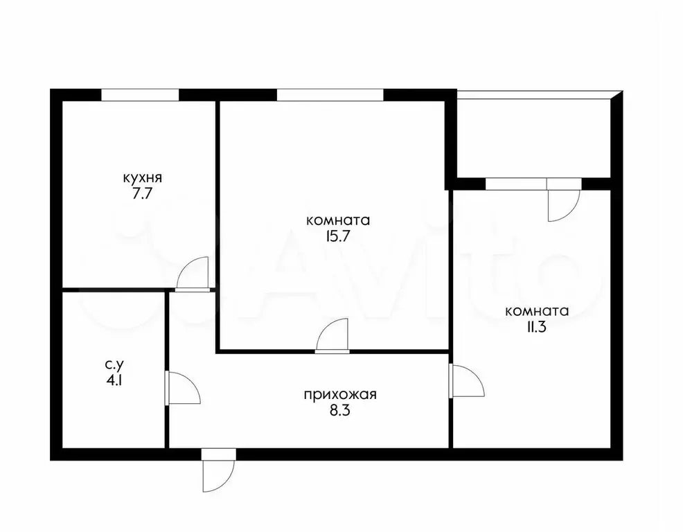 2-к. квартира, 50 м, 6/9 эт. - Фото 0