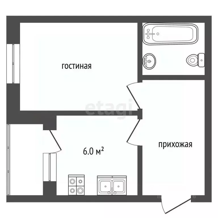 1-к кв. Татарстан, Альметьевск ул. Чернышевского, 46А (30.0 м) - Фото 2