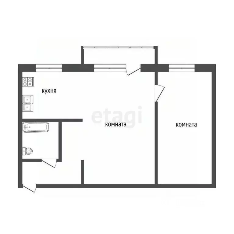 2-к кв. Челябинская область, Кыштым ул. Дзержинского, 5 (43.0 м) - Фото 2