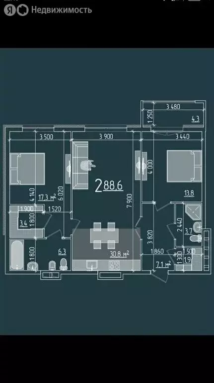 2-комнатная квартира: Рязань, улица МОГЭС, 13 (88.6 м) - Фото 1