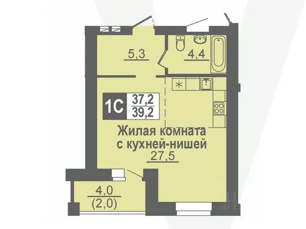 Студия Новосибирская область, Кольцово рп ул. Благовещенская, 2 (39.2 ... - Фото 0