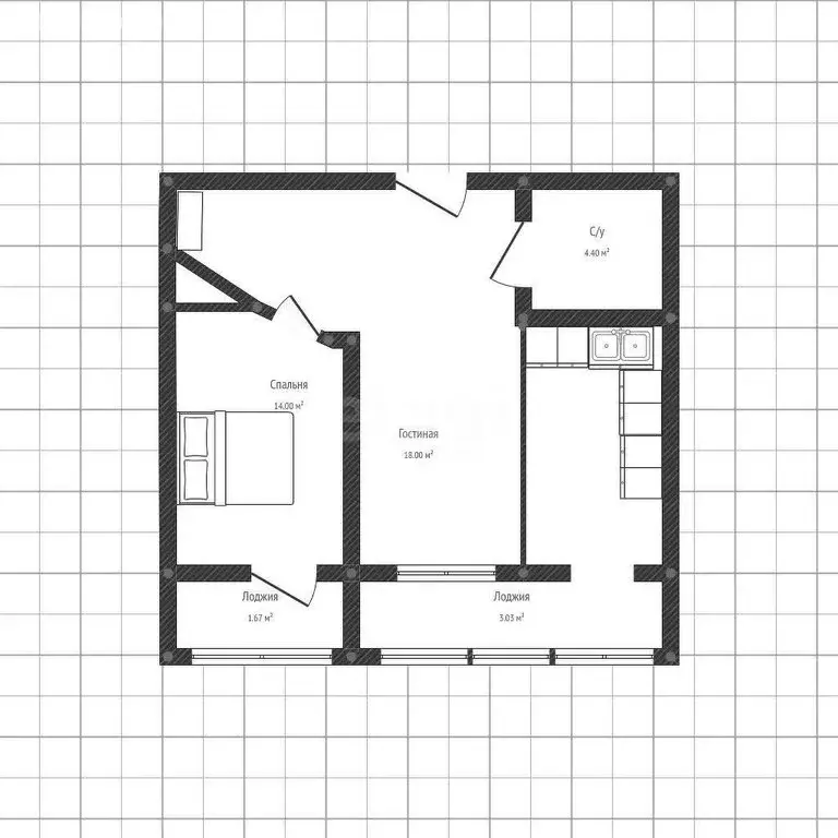 2-комнатная квартира: Майкоп, Кооперативная улица, 94 (44.1 м) - Фото 1
