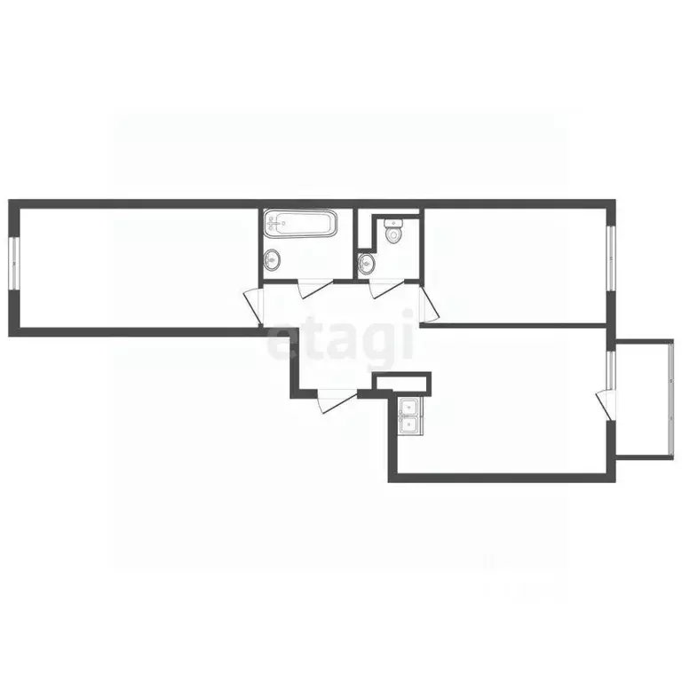 2-к кв. Ленинградская область, Всеволожский район, Заневское городское ... - Фото 2