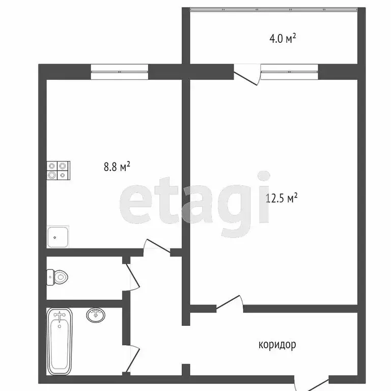 1-комнатная квартира: Челябинск, Пограничная улица, 28А (33.6 м) - Фото 0