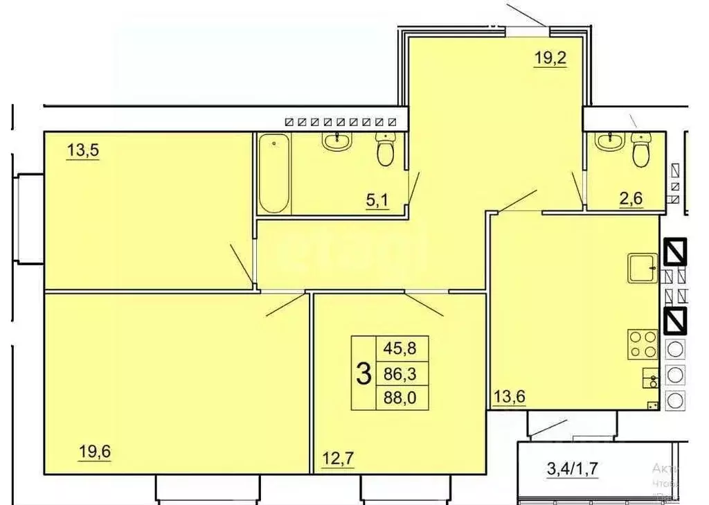 3-к кв. Костромская область, Кострома ул. Ленина (90.0 м) - Фото 1