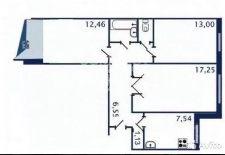 3-к кв. Челябинская область, Челябинск Краснознаменная ул., 46 (68.1 ... - Фото 2