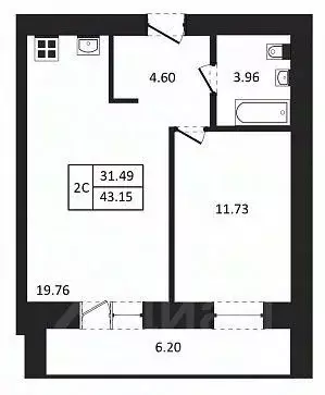 2-к кв. Новосибирская область, Новосибирск ул. Юности, 9 (43.15 м) - Фото 0