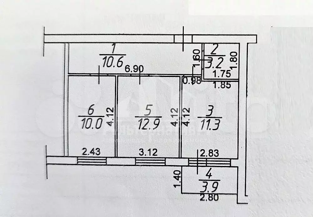 2-к. квартира, 48 м, 3/3 эт. - Фото 0