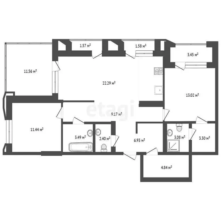 2-комнатная квартира: Тюмень, улица Судостроителей, 48 (63.86 м) - Фото 1
