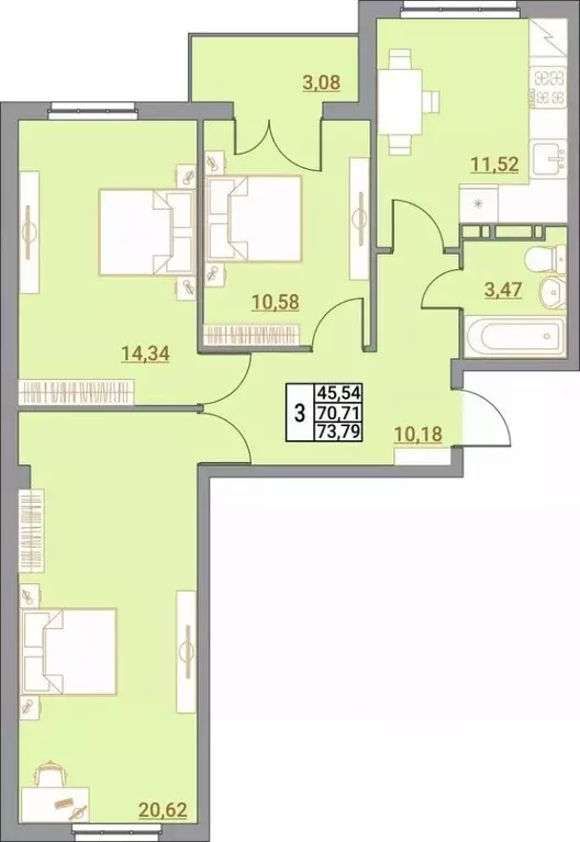 3-к кв. Волгоградская область, Волгоград Удмуртская ул., 75 (73.79 м) - Фото 1