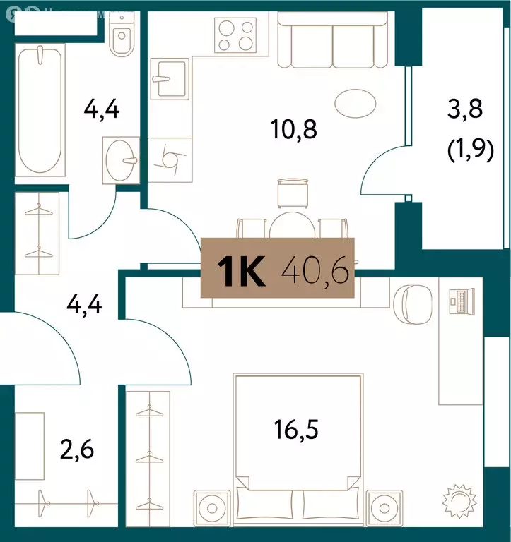 1-комнатная квартира: Москва, Винницкая улица, 8к3 (40.5 м) - Фото 0