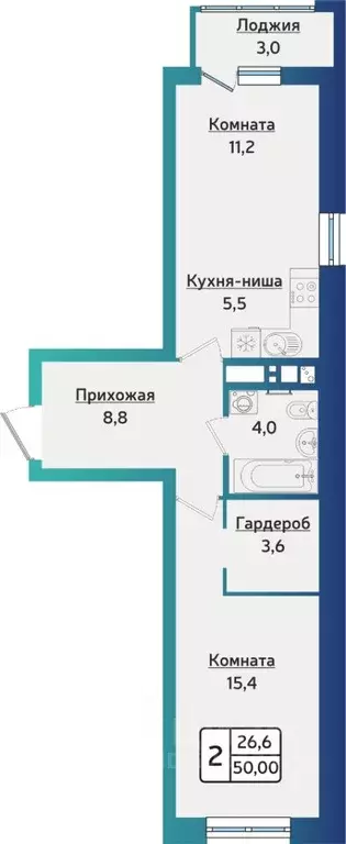 2-к кв. Удмуртия, Ижевск ул. 40 лет Победы, 121 (50.0 м) - Фото 0