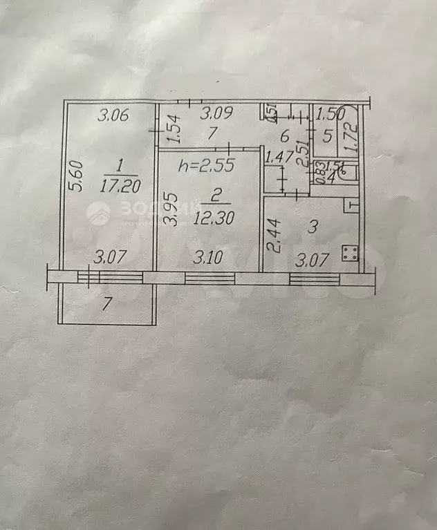 2-к. квартира, 52 м, 3/9 эт. - Фото 0