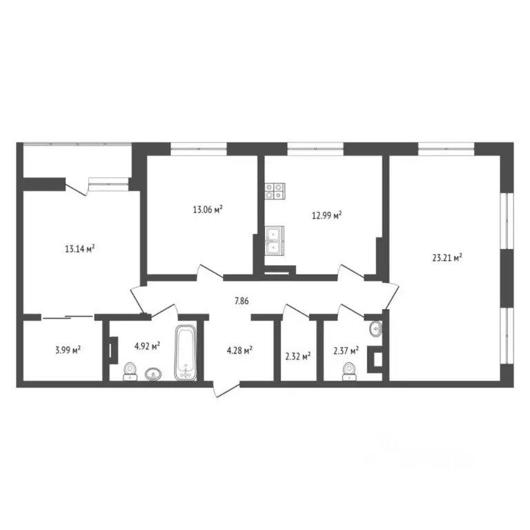 3-к кв. Тюменская область, Тюмень ул. Московский Тракт, 83к6 (89.9 м) - Фото 2