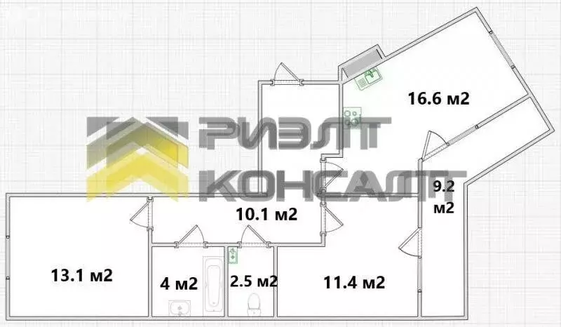 2-комнатная квартира: Омск, Пригородная улица, 7 (57.8 м) - Фото 1