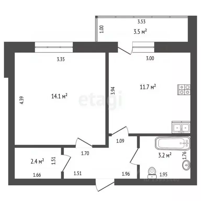 1-к кв. Тюменская область, Тюмень ул. Газопромысловая, 5 (37.1 м) - Фото 1
