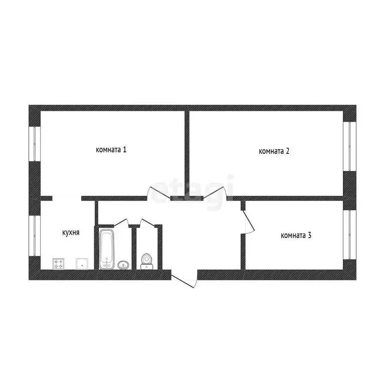 3-комнатная квартира: Златоуст, Дворцовая улица, 13 (62.4 м) - Фото 1