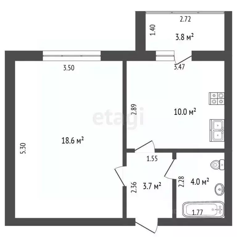 1-к кв. Башкортостан, Стерлитамакский район, Отрадовский сельсовет, с. ... - Фото 2