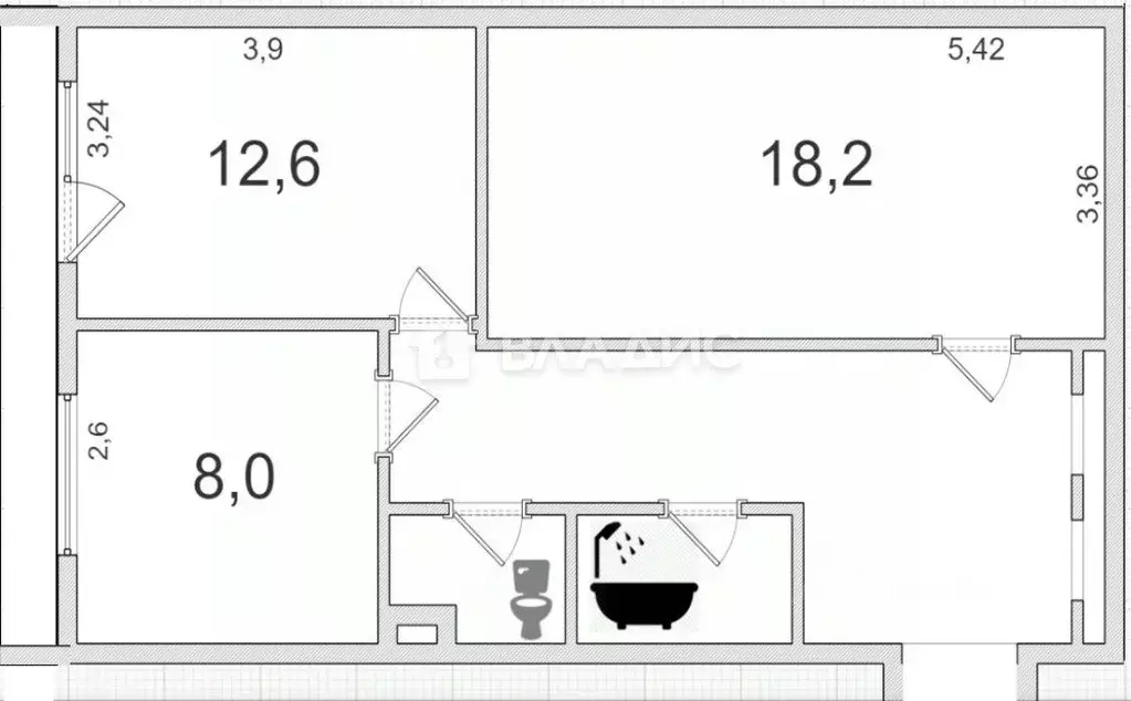 2-к кв. Санкт-Петербург ул. Вавиловых, 6К2 (54.7 м) - Фото 0