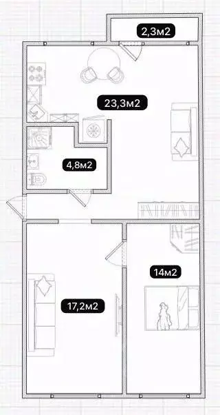 3-к кв. Омская область, Омск пос. Амурский, ул. Багратиона, 27В (62.5 ... - Фото 2