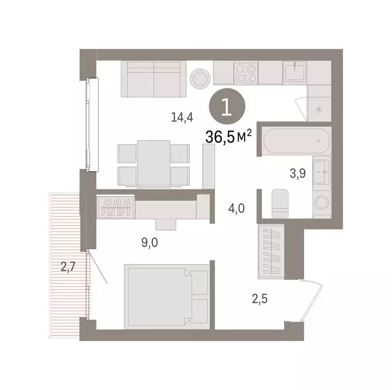 1-комнатная квартира: Екатеринбург, жилой район Сортировочный, ... - Фото 1