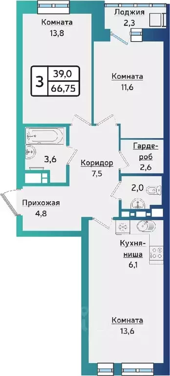 3-к кв. Удмуртия, Ижевск ул. Васнецова, 38 (66.8 м) - Фото 0