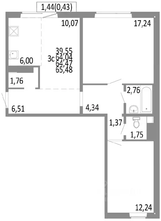 3-к кв. Челябинская область, Челябинск Нефтебазовая ул. (64.47 м) - Фото 0