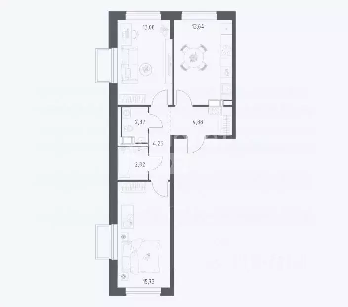 2-к кв. Московская область, Люберцы городской округ, Мирный пгт ул. ... - Фото 2