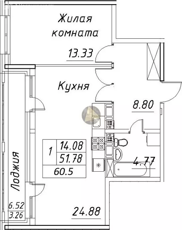 1-комнатная квартира: Санкт-Петербург, проспект Авиаконструкторов, 54 ... - Фото 2