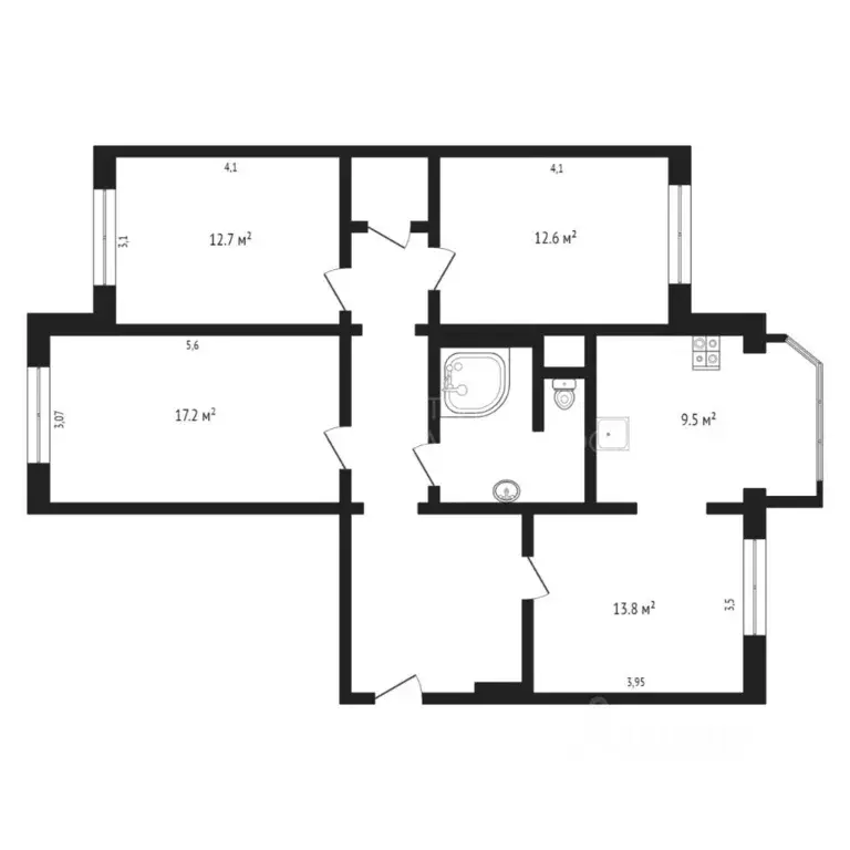 3-к кв. Тюменская область, Тюмень Инженерная ул., 68 (91.3 м) - Фото 2