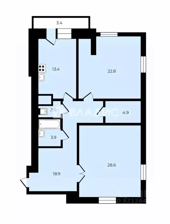 2-к кв. Санкт-Петербург ул. Савушкина, 133к1 (94.5 м) - Фото 2