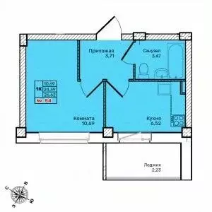 1-к кв. Псковская область, Псков Техническая ул., 2 (26.62 м) - Фото 1