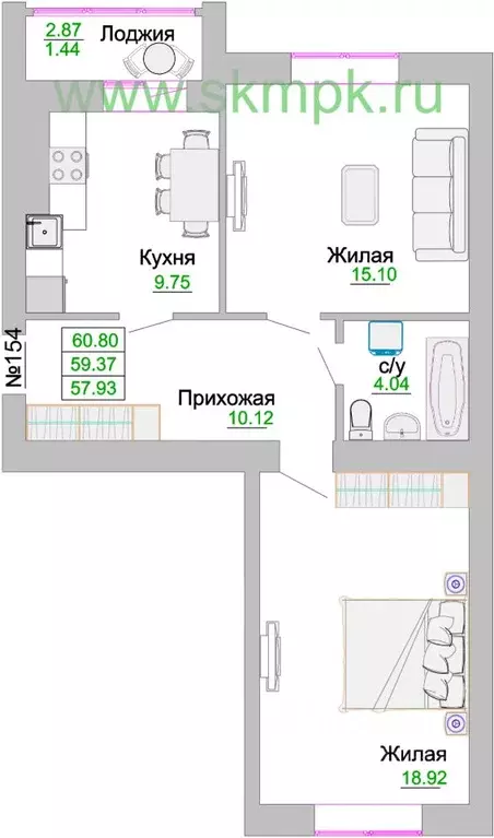 2-к кв. Калининградская область, Зеленоградск ул. Тургенева, 16Ак3 ... - Фото 1