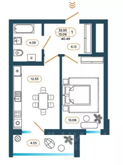 1-к кв. Ростовская область, Батайск ул. Родная, 1 (40.27 м) - Фото 1