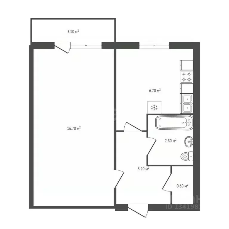 1-к кв. Брянская область, Выгоничский район, Кокинское с/пос, с. ... - Фото 2