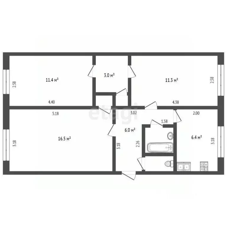 Комната Татарстан, Набережные Челны пос. ЗЯБ, 6/11 кв-л, 16 (11.3 м) - Фото 0