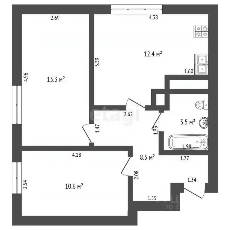 2-к кв. Тюменская область, Тюмень ул. Тальниковая, 5 (48.7 м) - Фото 2