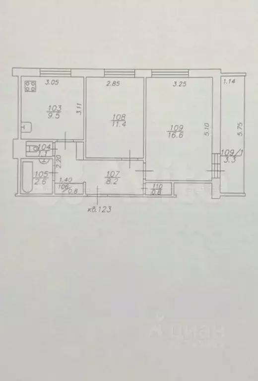 2-к кв. Татарстан, Казань ул. Рихарда Зорге, 105 (54.0 м) - Фото 1