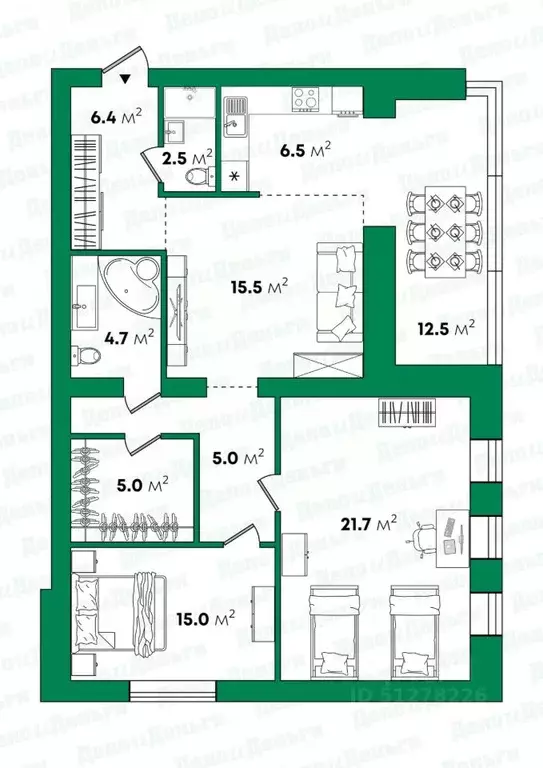 3-к кв. Кировская область, Киров ул. Успенская, 10 (94.8 м) - Фото 1