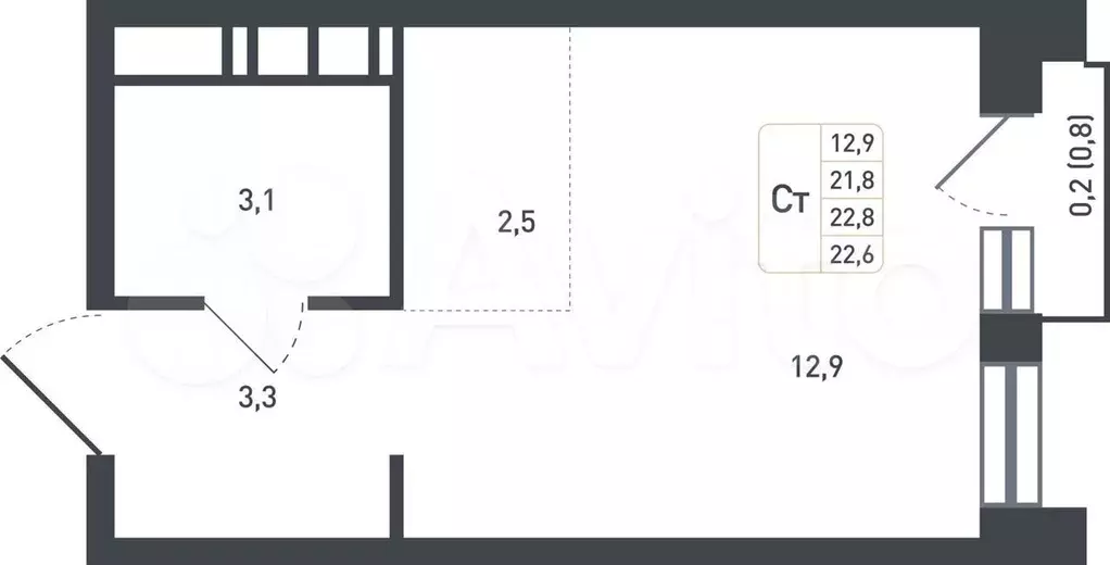 Квартира-студия, 22 м, 5/8 эт. - Фото 0