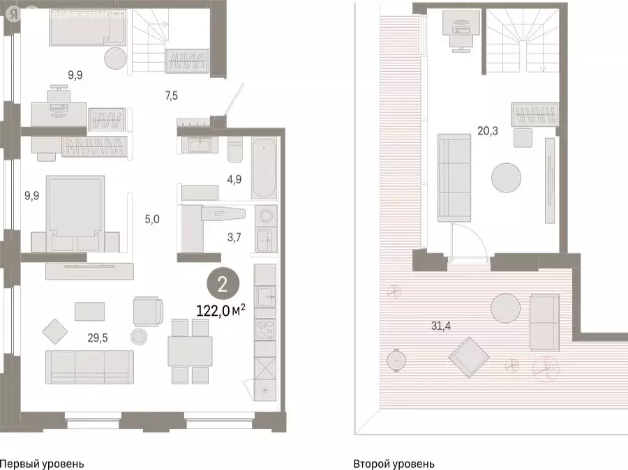 2-комнатная квартира: Тюмень, Мысовская улица, 26к2 (121.99 м) - Фото 1